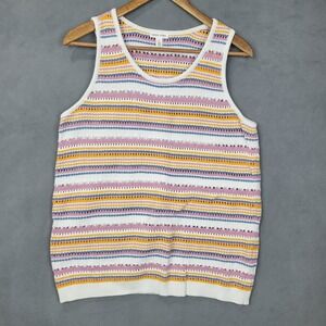 Tribal‎ Jeans Tank Top Women's Crocheted Large Multicolor 100% Cotton Pullover